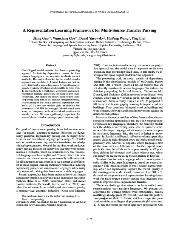 (PDF) A Representation Learning Framework for Multi-Source Transfer Parsing