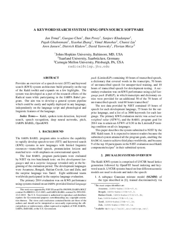 (PDF) A keyword search system using open source software