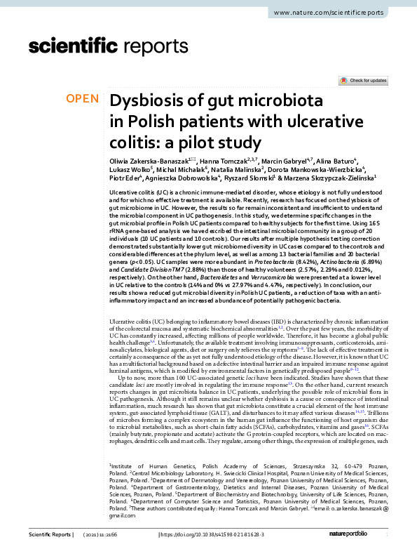 (PDF) Dysbiosis of gut microbiota in Polish patients with ulcerative ...