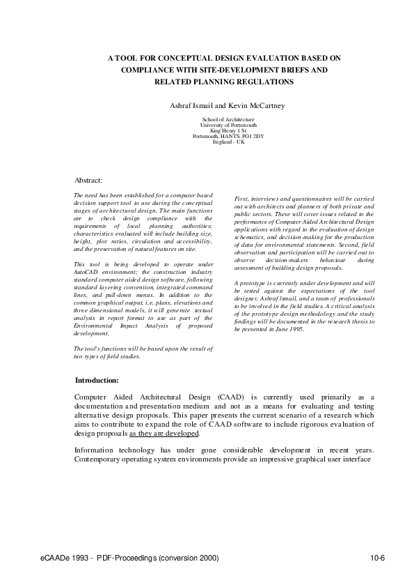 (PDF) A Tool for Conceptual Design Evaluation Based on Compliance with ...
