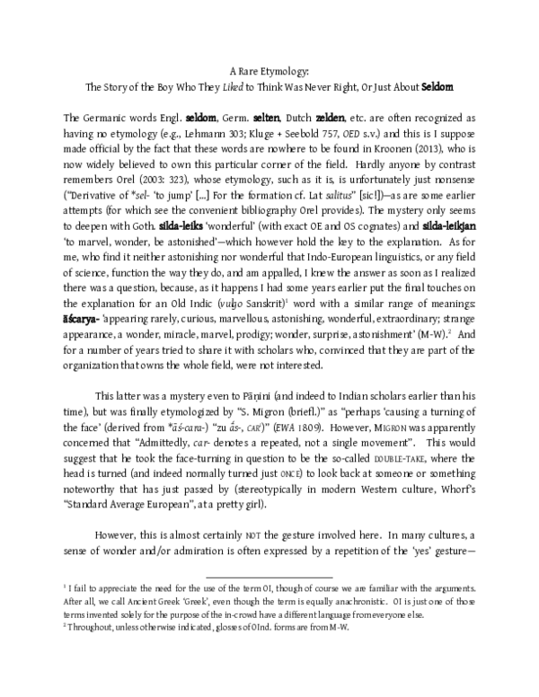 (PDF) A Rare Etymology: The Story of the Boy Who They Liked to Think ...