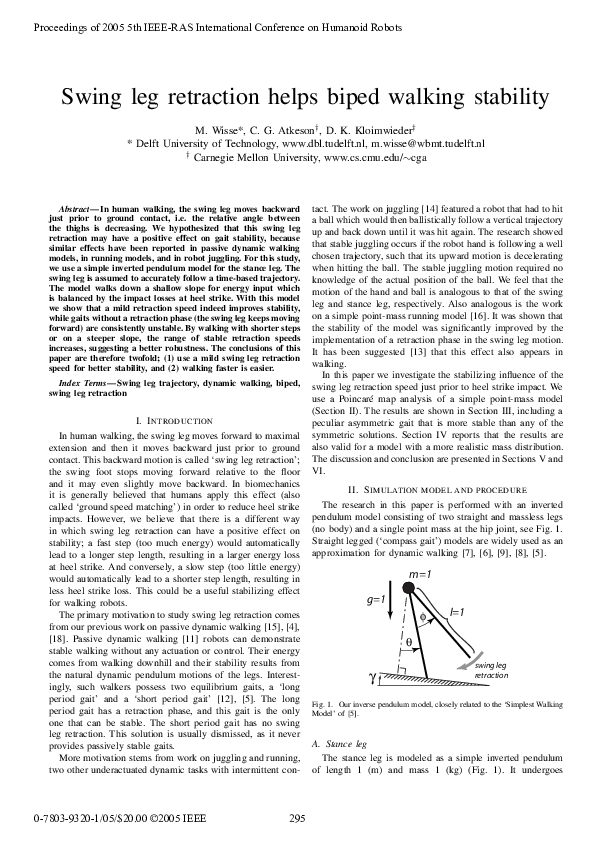 (PDF) Swing leg retraction helps biped walking stability