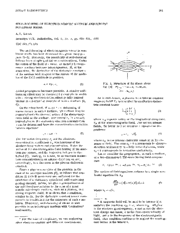 (PDF) Self-focusing of electromagnetic waves in anisotropic nonlinear media