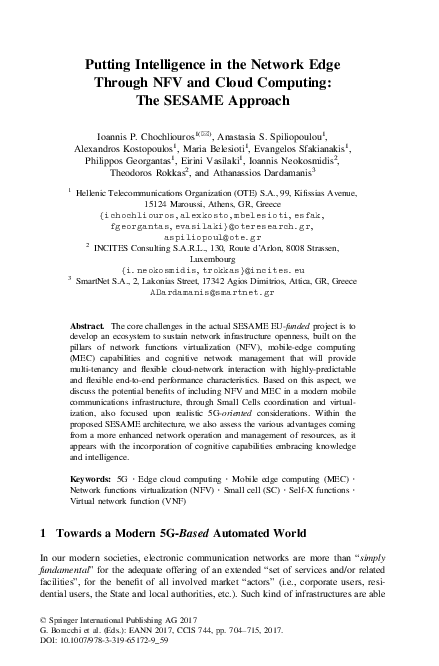 (PDF) Putting Intelligence in the Network Edge Through NFV and Cloud ...