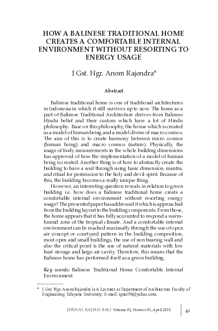 (PDF) How a Balinese Traditional Home Creates a Comfortable Internal ...