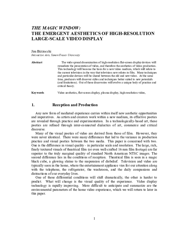 (PDF) The magic window: the emergent aesthetics of high-resolution ...