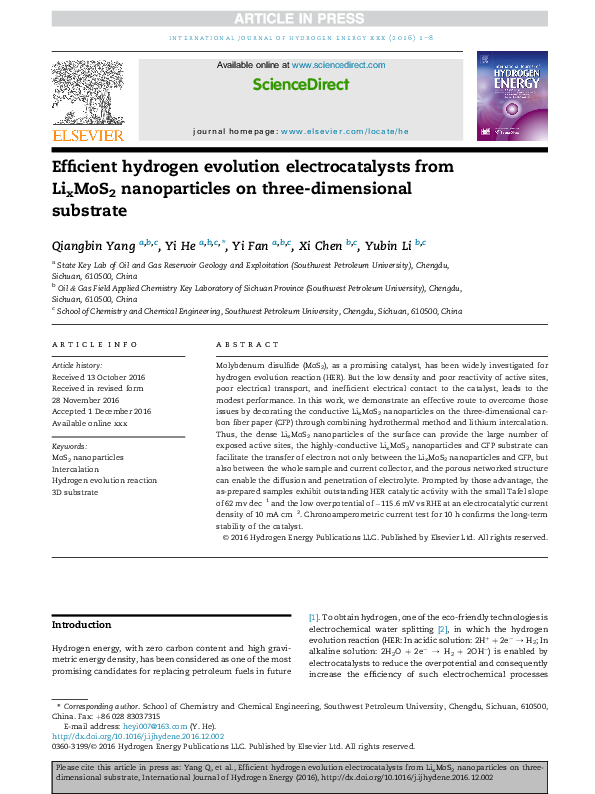 (PDF) Efficient Hydrogen Evolution Electrocatalysis Using Cobalt ...