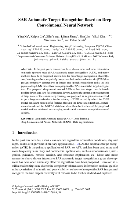 (PDF) SAR Automatic Target Recognition Based on Deep Convolutional ...