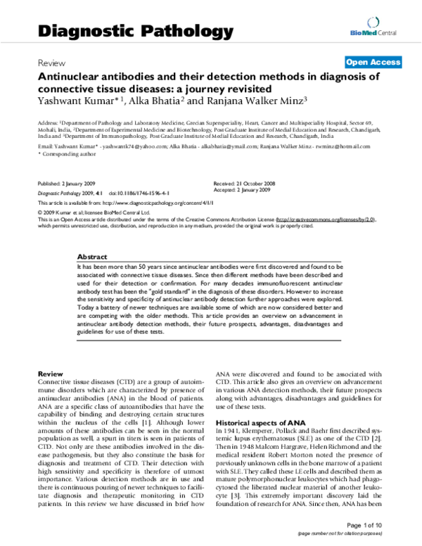 (PDF) Antinuclear antibodies and their detection methods in diagnosis ...