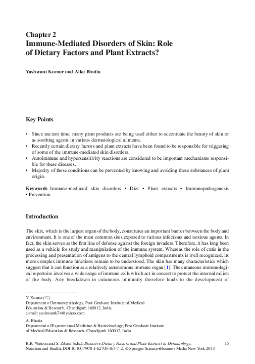 (PDF) Immune-Mediated Disorders of Skin: Role of Dietary Factors and ...