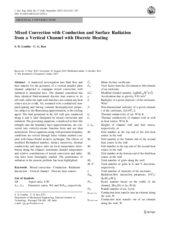 (PDF) Mixed Convection with Conduction and Surface Radiation from a ...
