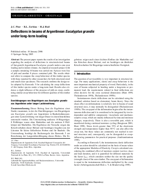 (PDF) Deflections in beams of Argentinean Eucalyptus grandis under long ...