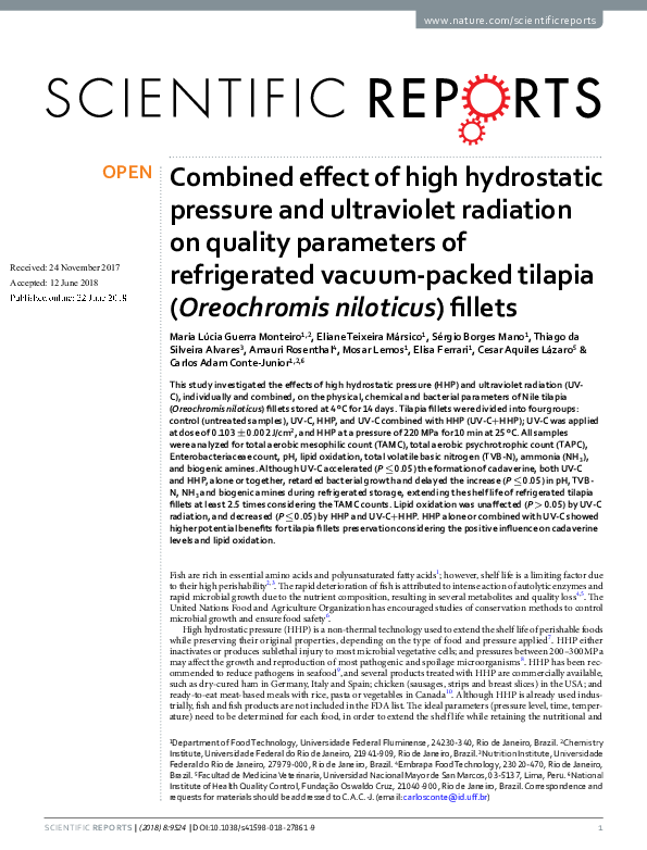 (PDF) Combined effect of high hydrostatic pressure and ultraviolet ...