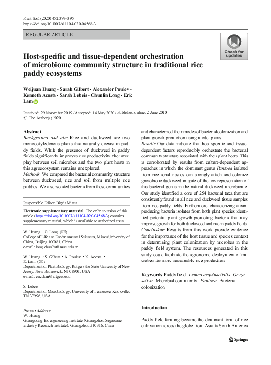 (PDF) Host-specific and tissue-dependent orchestration of microbiome ...
