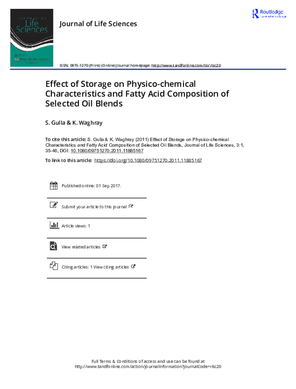 (PDF) Effect of Storage on Physico-chemical Characteristics and Fatty ...