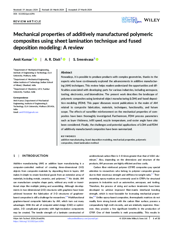 (PDF) Mechanical properties of additively manufactured polymeric ...