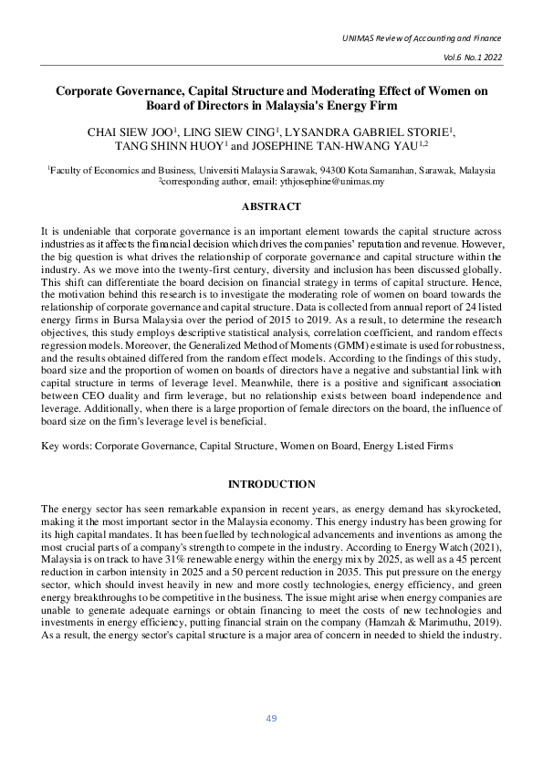 (PDF) Corporate Governance, Capital Structure and Moderating Effect of ...