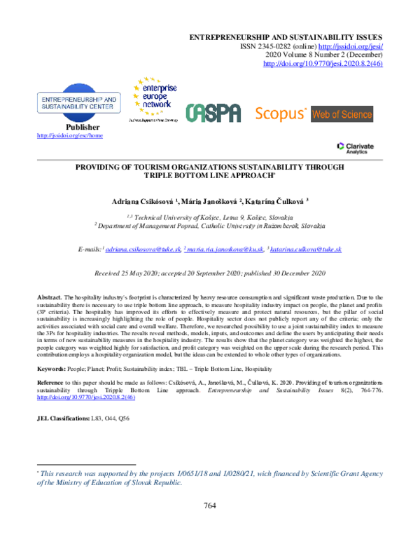 (PDF) Providing of tourism organizations sustainability through Tripple ...