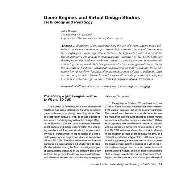 (PDF) Game Engines and Virtual Design Studios