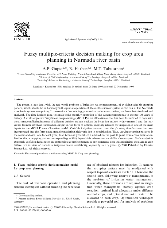 (PDF) Fuzzy multiple-criteria decision making for crop area planning in ...