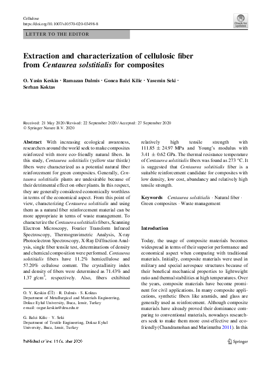 (PDF) Extraction and characterization of cellulosic fibers from the ...