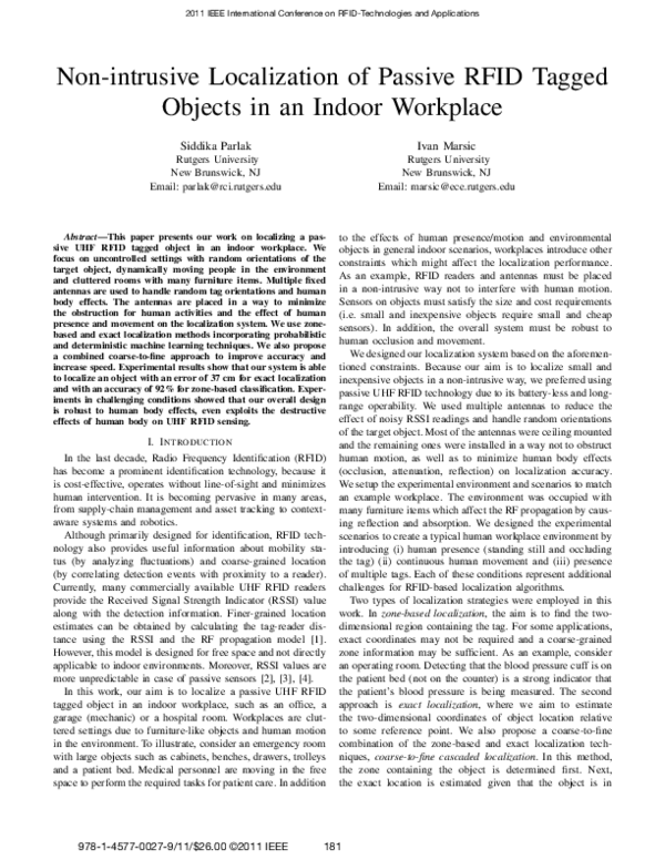(PDF) Non-intrusive localization of passive RFID tagged objects in an ...