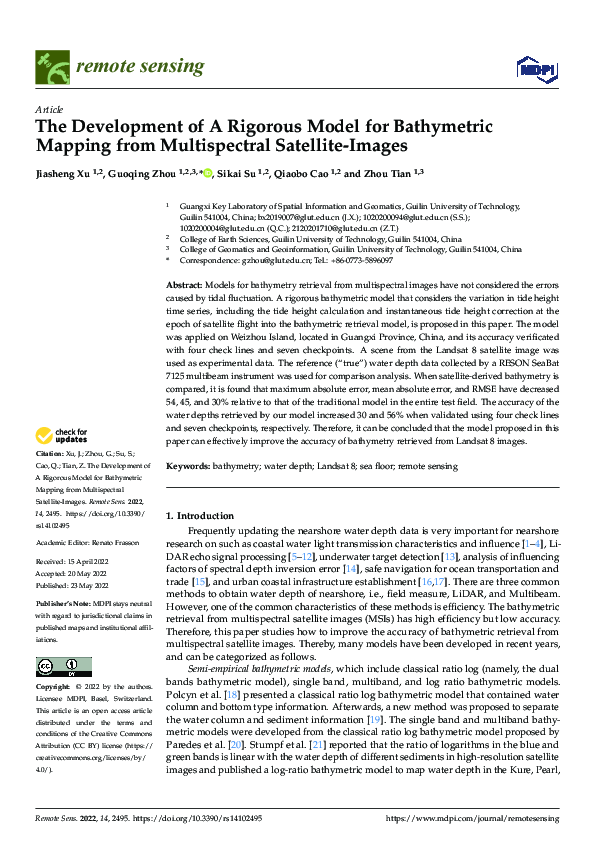 (PDF) The Development of A Rigorous Model for Bathymetric Mapping from ...