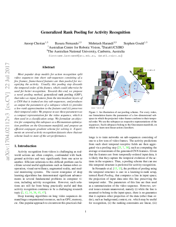 (PDF) Generalized Rank Pooling for Activity Recognition