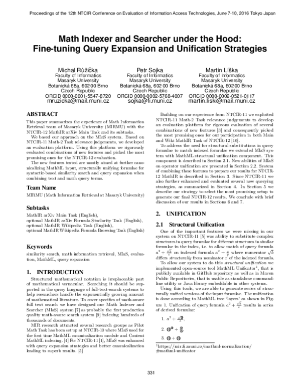 (PDF) Math Indexer and Searcher under the Hood: Fine-tuning Query ...