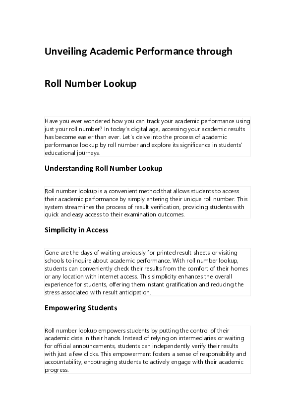 (PDF) Unveiling Academic Performance through Roll Number Lookup