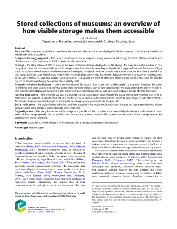 (PDF) Stored collections of museums- an overview of how visible storage ...