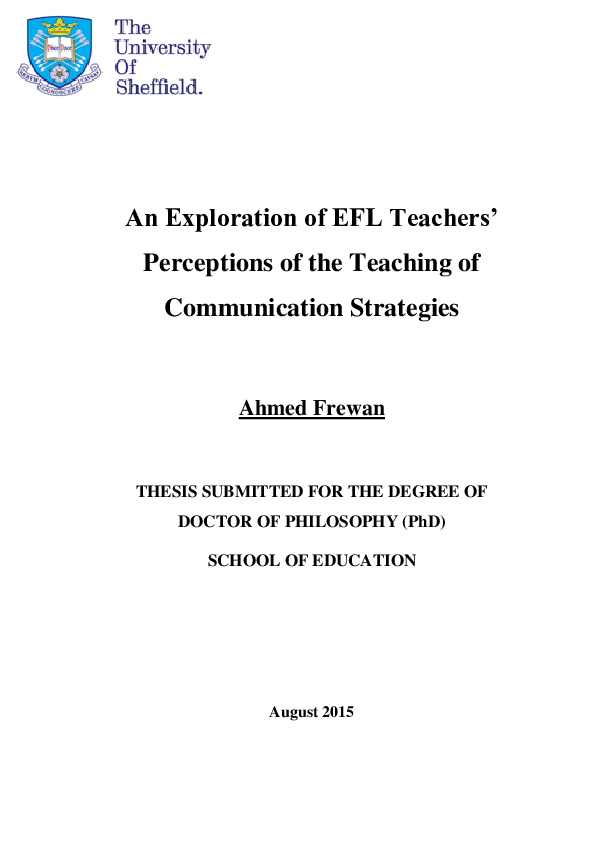 (PDF) An Exploration of EFL Teachers' Perceptions of the Teaching of ...
