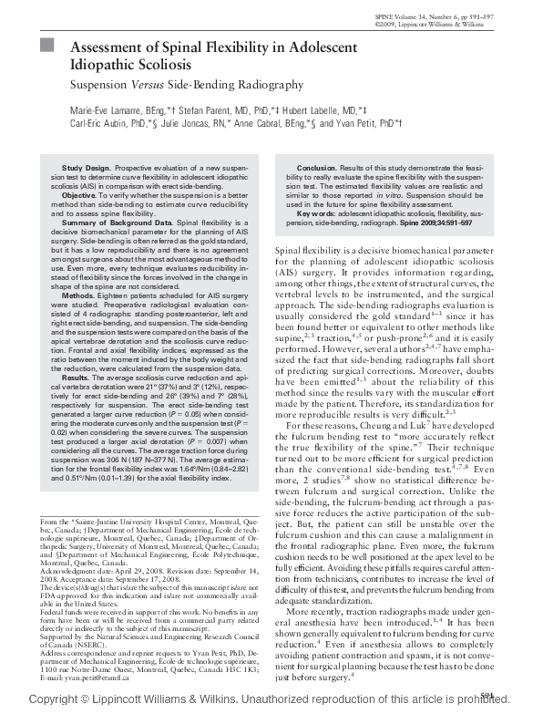(PDF) Assessment of Spinal Flexibility in Adolescent Idiopathic Scoliosis
