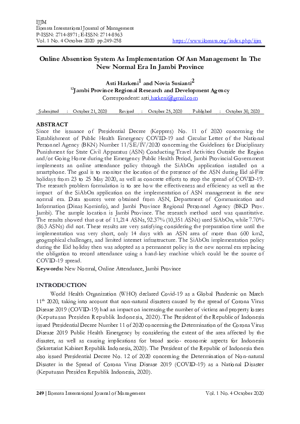 (PDF) Online absention System as implementation of ASN management in ...