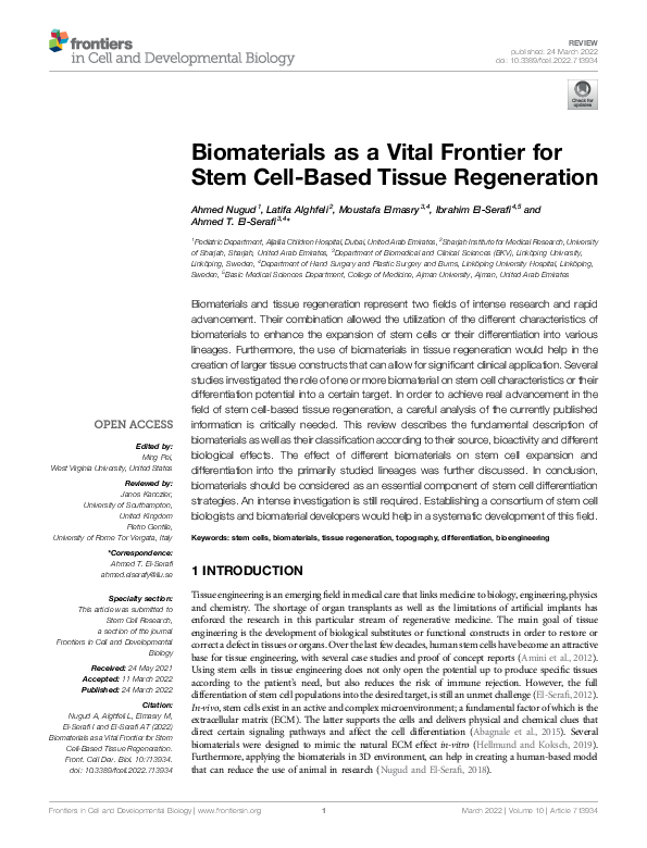 (PDF) Biomaterials as a Vital Frontier for Stem Cell-Based Tissue ...