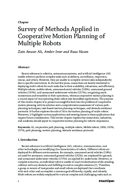 (PDF) Survey of Methods Applied in Cooperative Motion Planning of ...