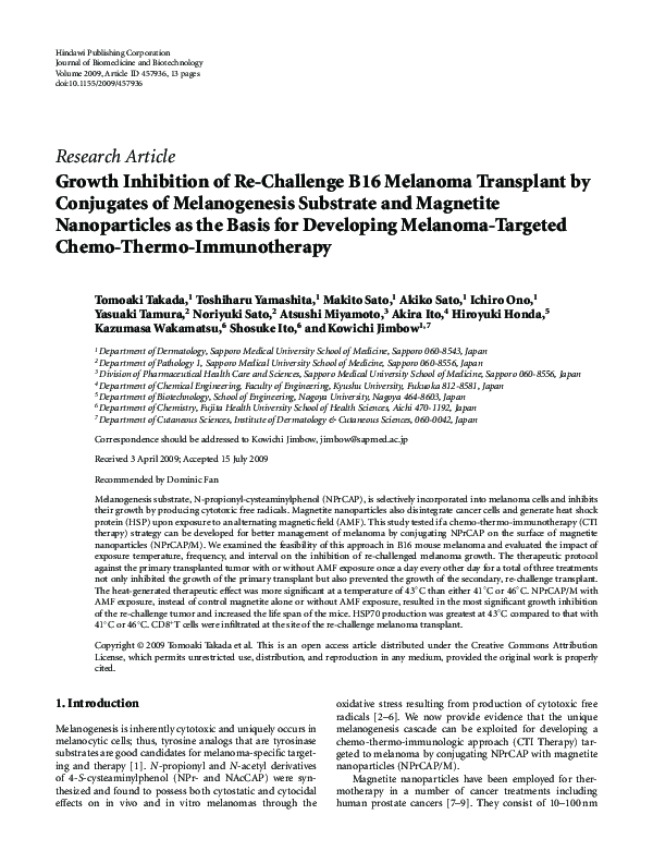 (PDF) Growth Inhibition of Re-Challenge B16 Melanoma Transplant by ...