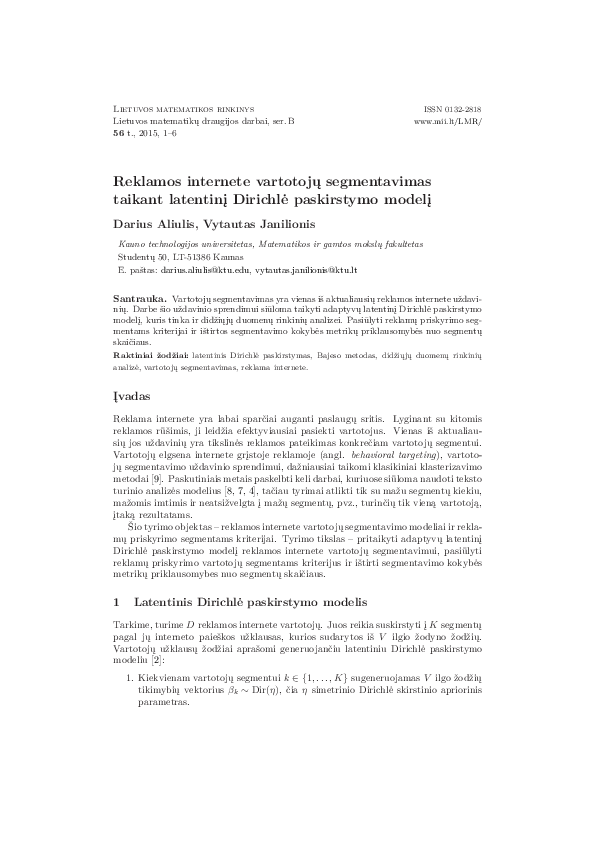 (PDF) User segmentation in online advertising using latent Dirichlet ...