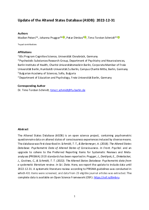 (PDF) Update of the Altered States Database (ASDB): 2022-12-31