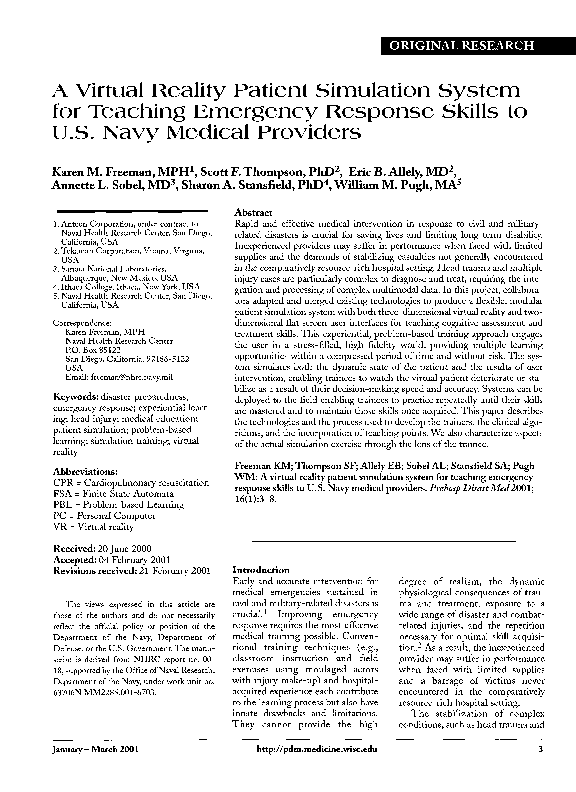 (PDF) A Virtual Reality Patient Simulation System for Teaching ...