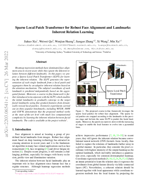 (PDF) Sparse Local Patch Transformer for Robust Face Alignment and ...