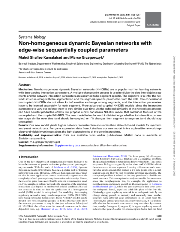 (PDF) Non-homogeneous dynamic Bayesian networks with edge-wise ...