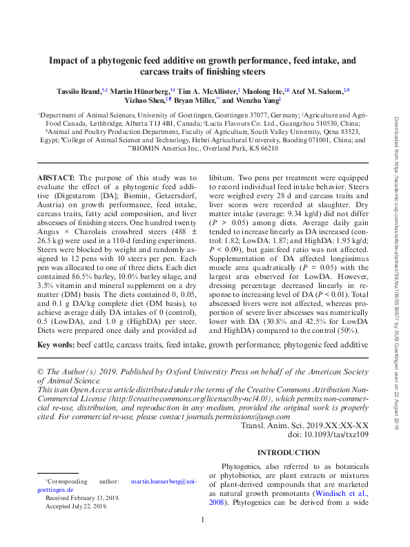 (PDF) Impact of a phytogenic feed additive on growth performance, feed ...