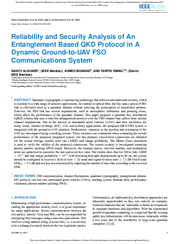 (PDF) Reliability and Security Analysis of an Entanglement-Based QKD ...