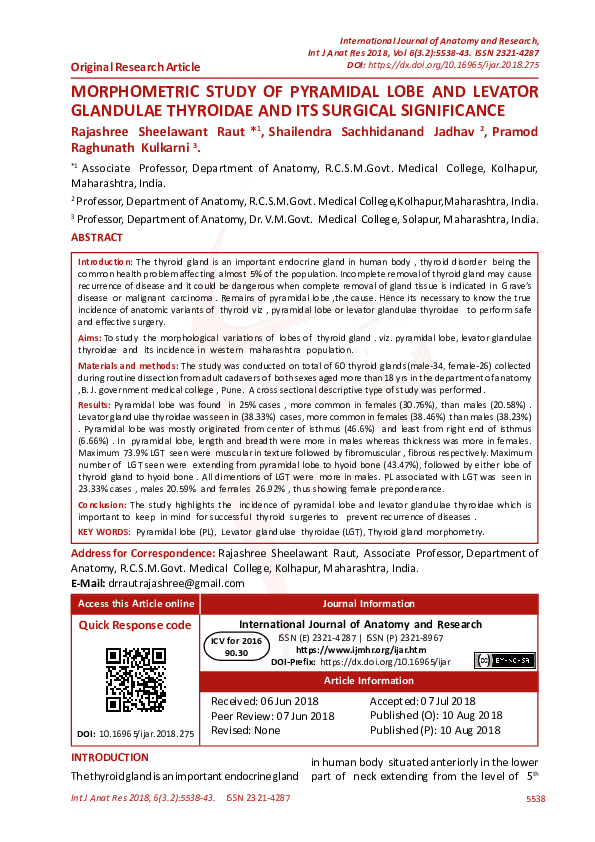 (PDF) Morphometric Study of Pyramidal Lobe and Levator Glandulae ...