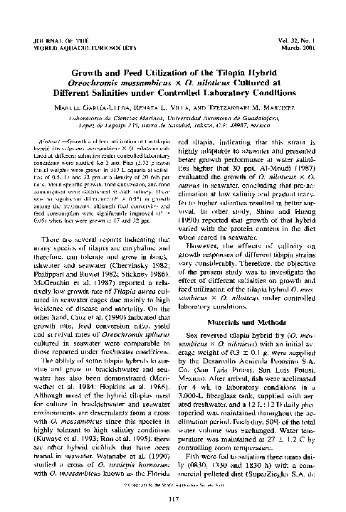 (PDF) Growth and Feed Utilization of the Tilapia Hybrid Oreochromis ...