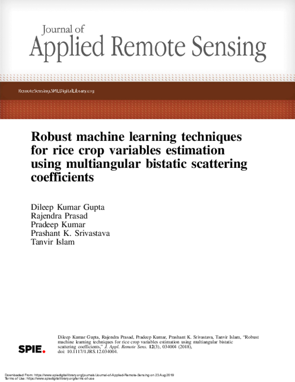 (PDF) Robust machine learning techniques for rice crop variables ...