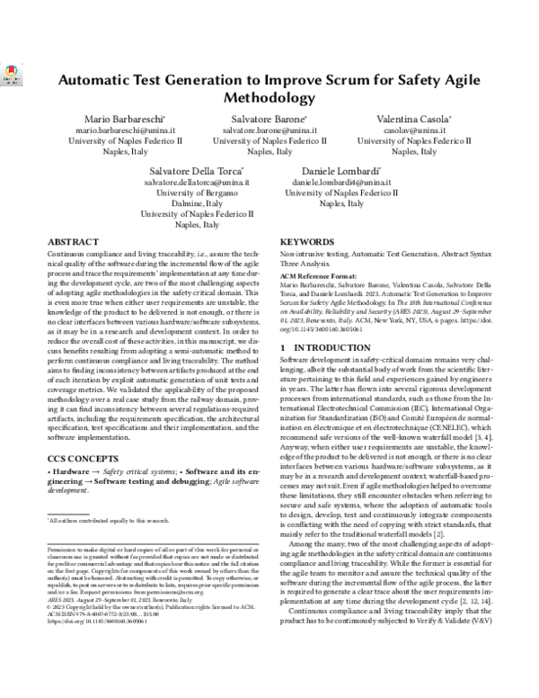 (PDF) Automatic Test Generation to Improve Scrum for Safety Agile ...
