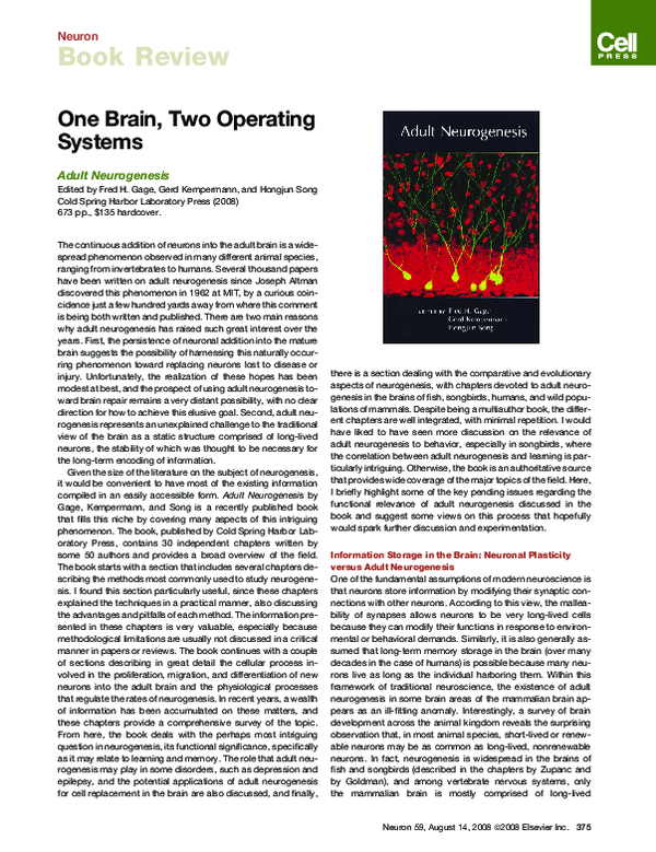 (PDF) Adult Neurogenesis, Fred H. Gage, Gerd Kempermann, Hongjun Song ...
