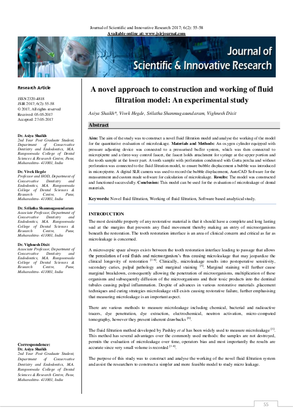 (PDF) A novel approach to construction and working of fluid filtration ...